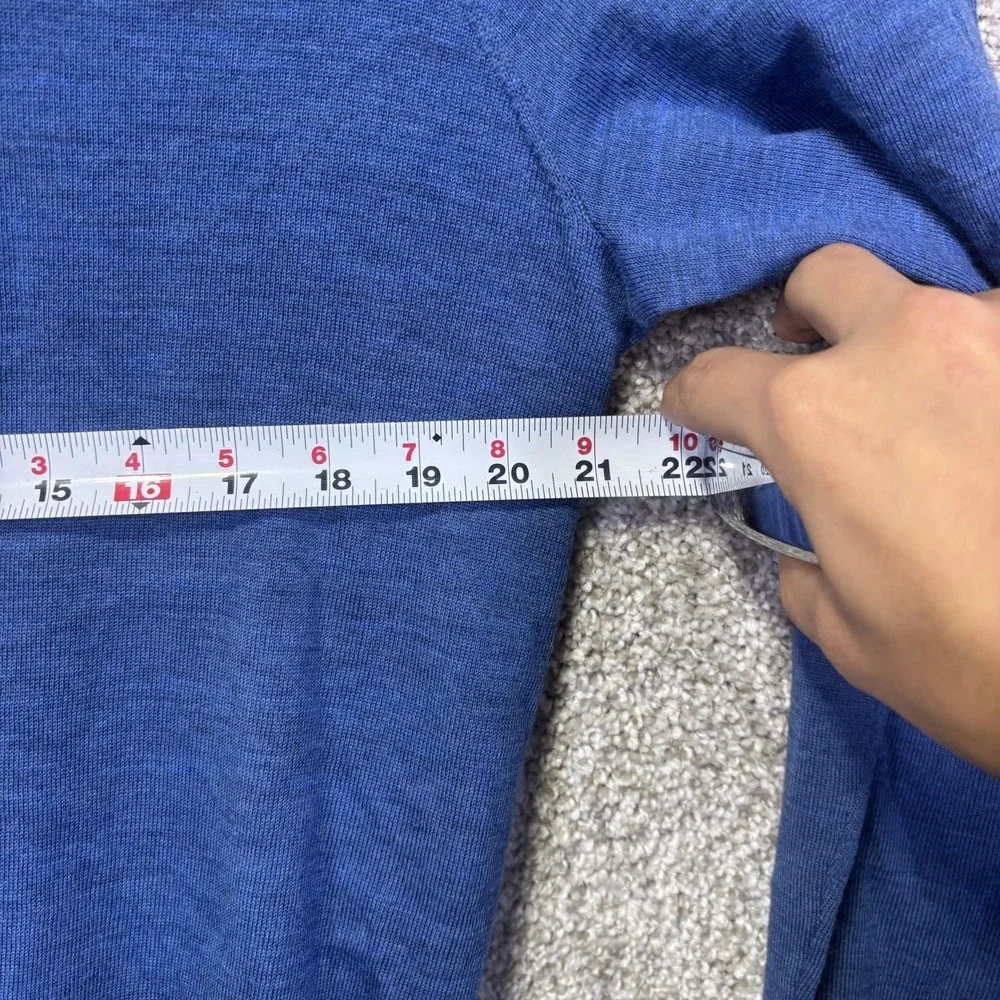 Polo By Ralph Lauren Sweater Mens Large Blue Merino Wool 1/4 Zip Mock Neck
